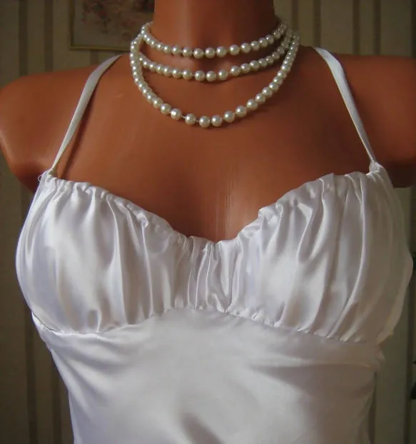 White Standard Dress with Pearls