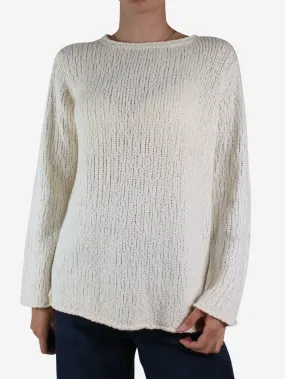 White wool-blend knit jumper - size S