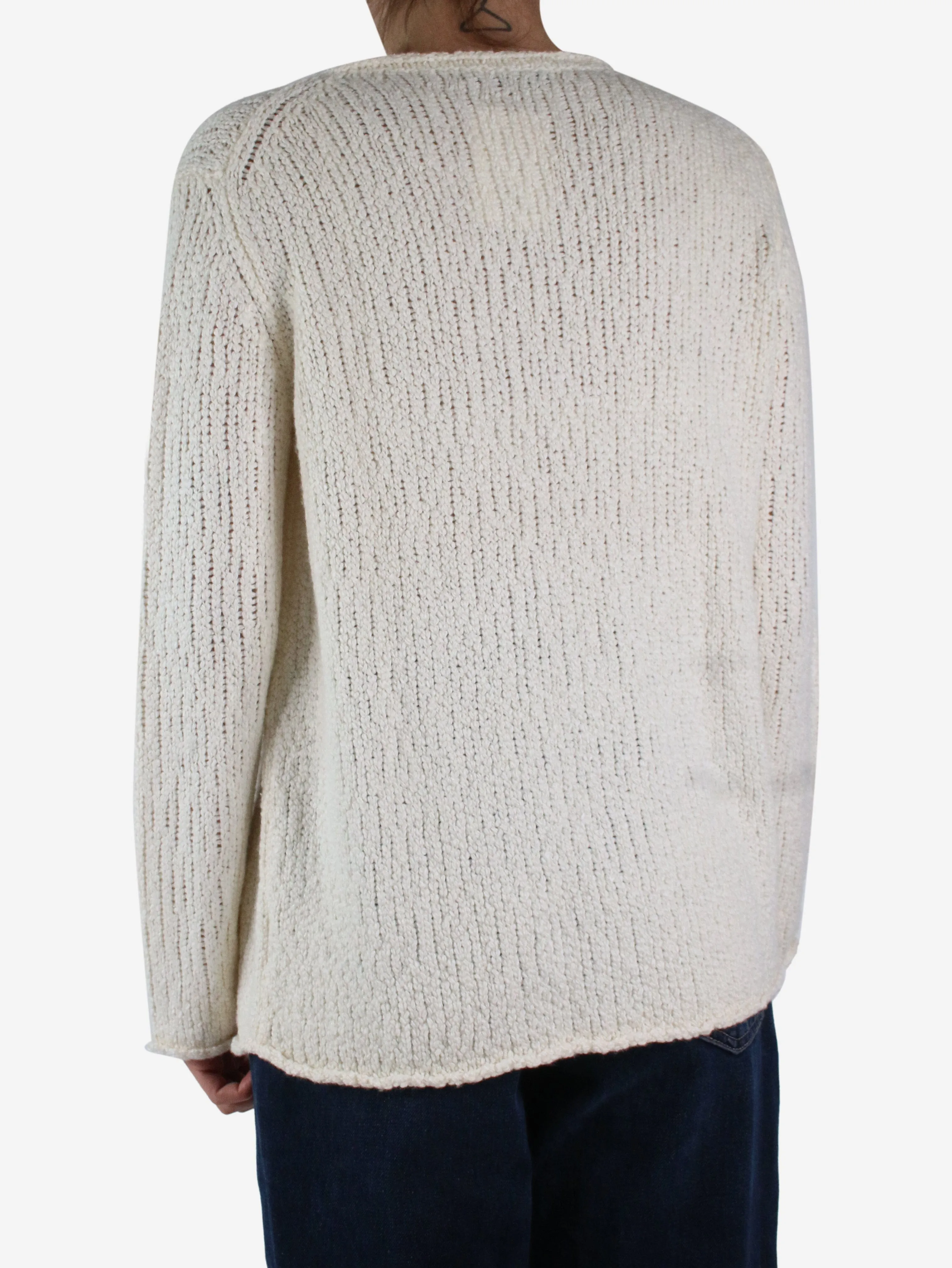 White wool-blend knit jumper - size S