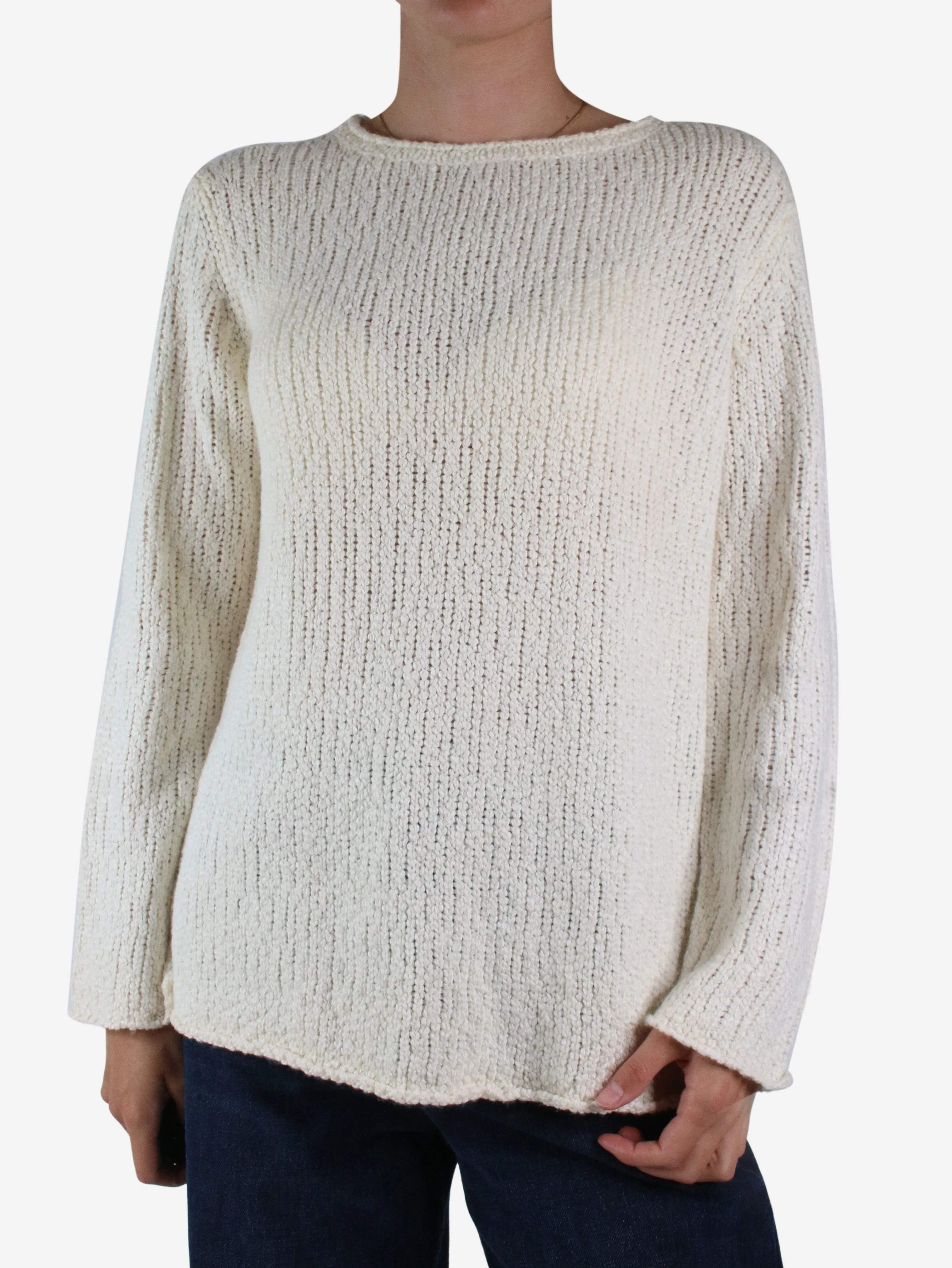 White wool-blend knit jumper - size S