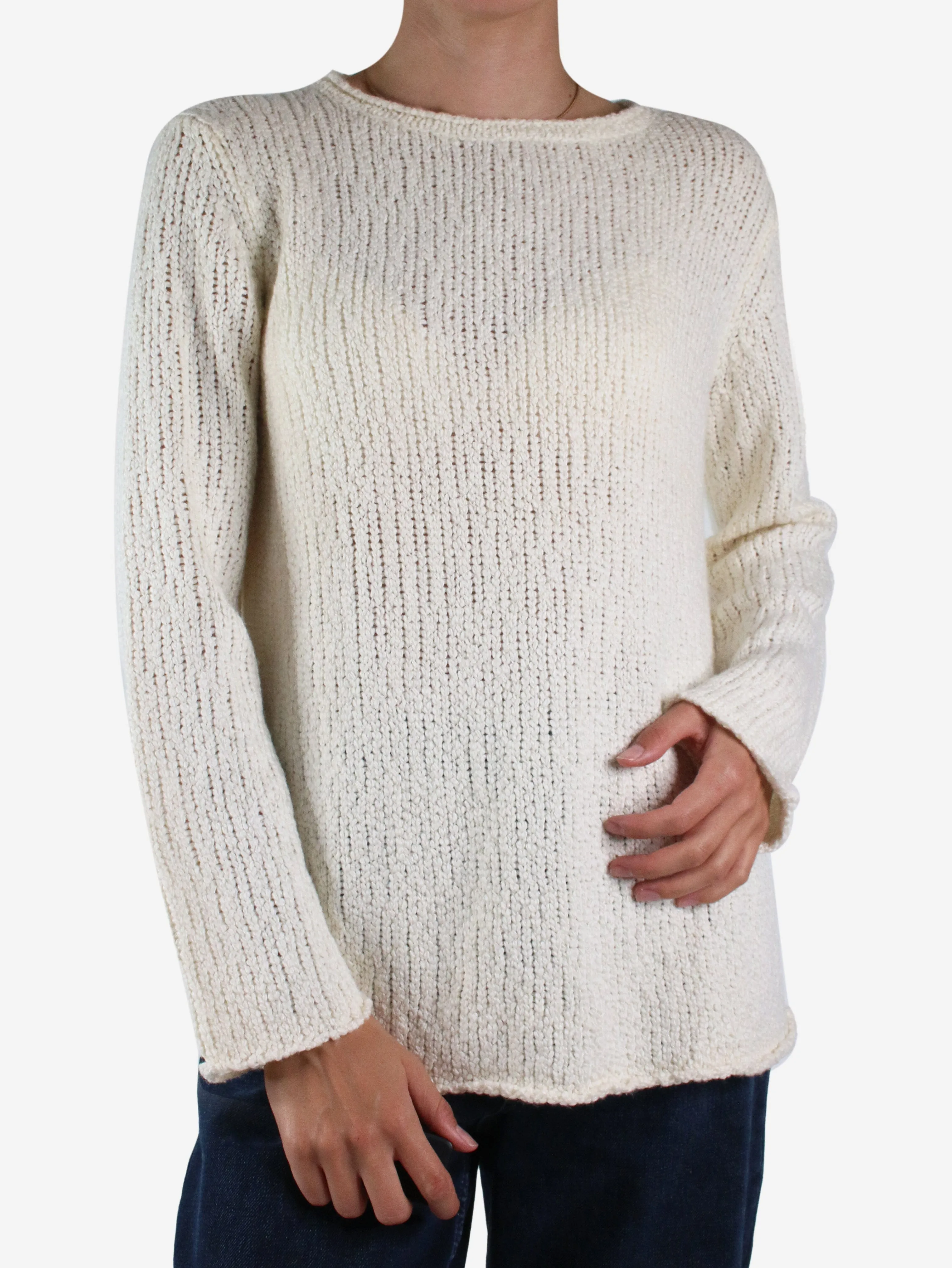 White wool-blend knit jumper - size S