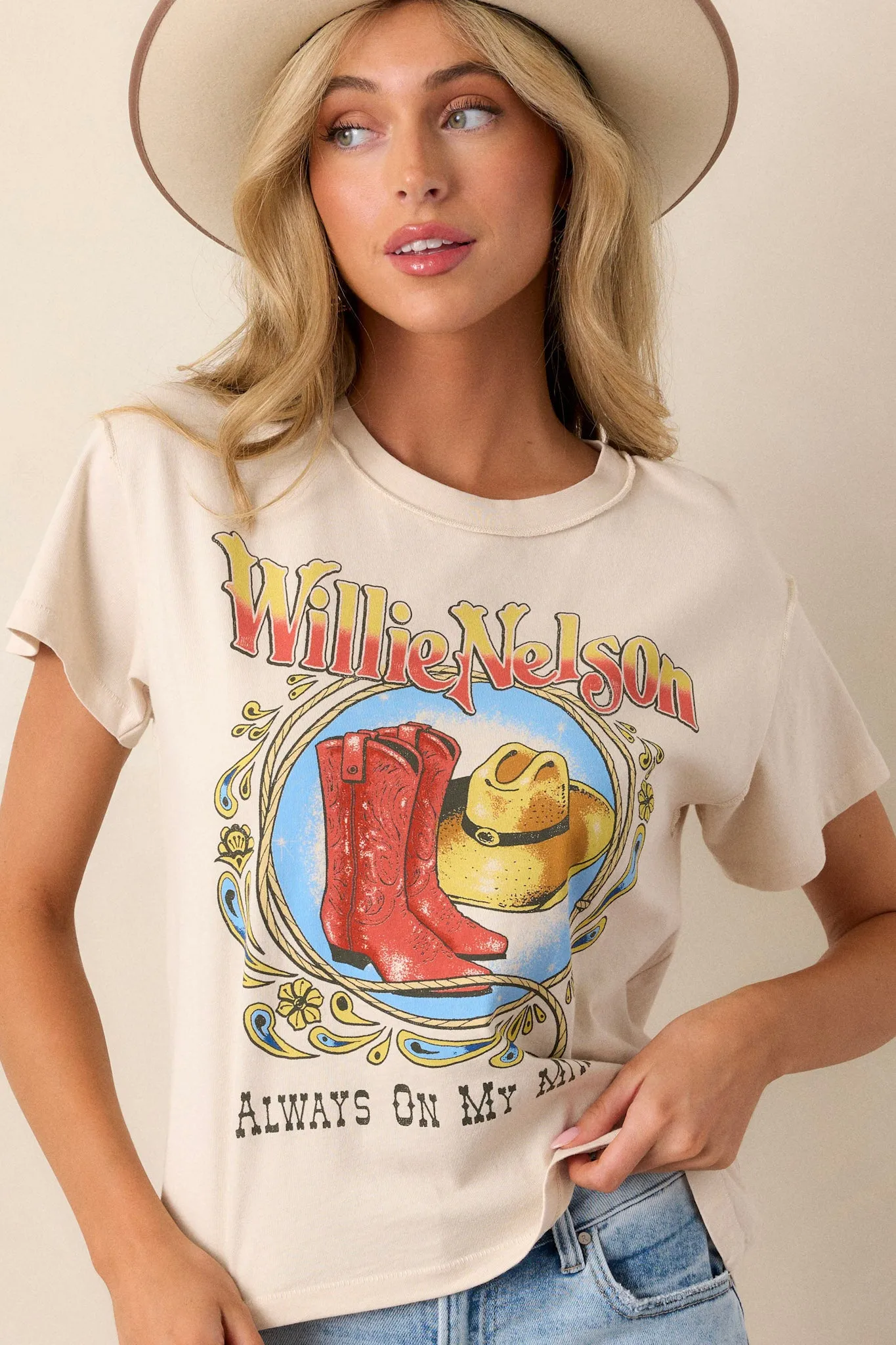 Willie Nelson Paisley Reverse Ivory GF Tee