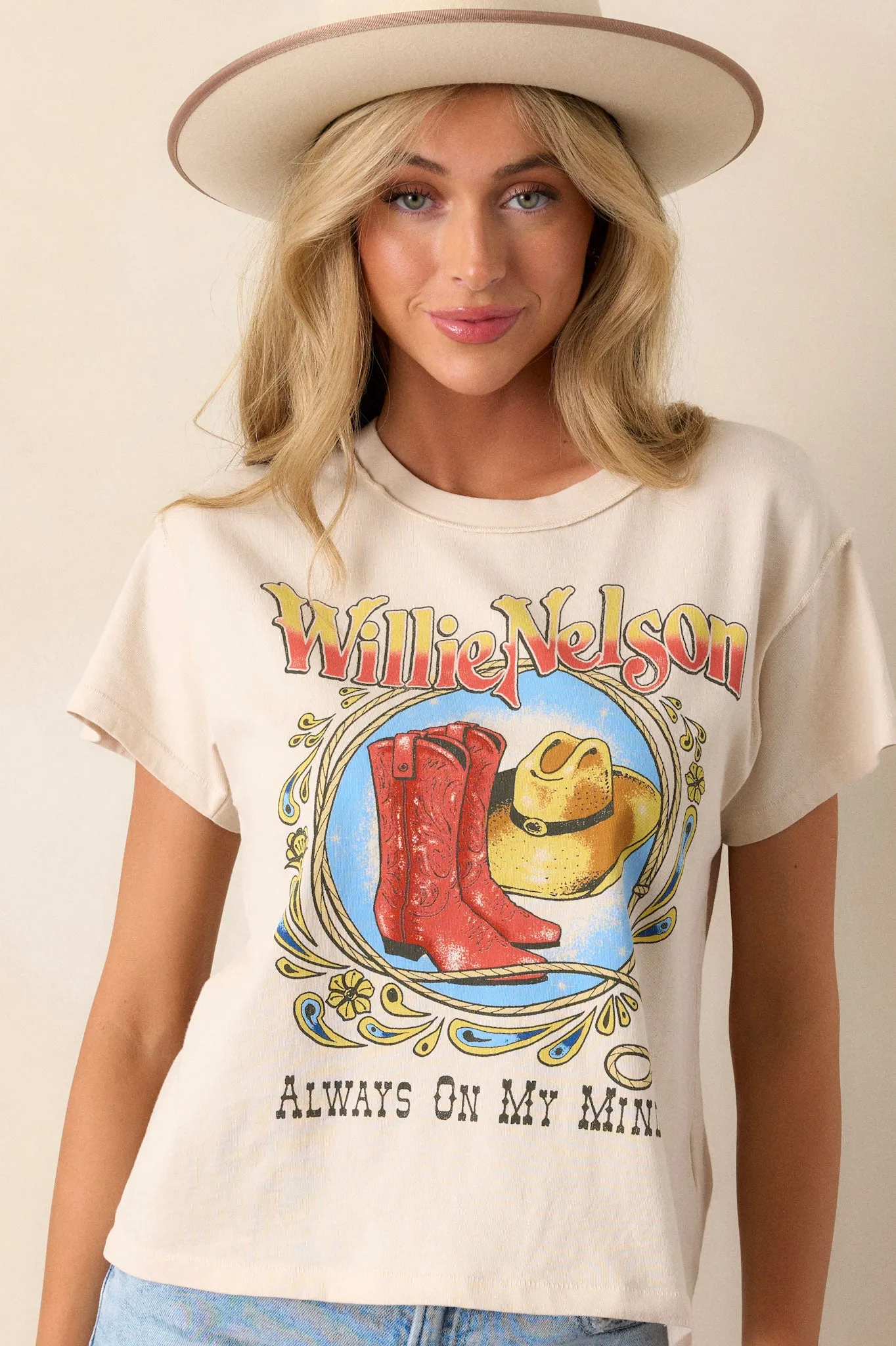 Willie Nelson Paisley Reverse Ivory GF Tee