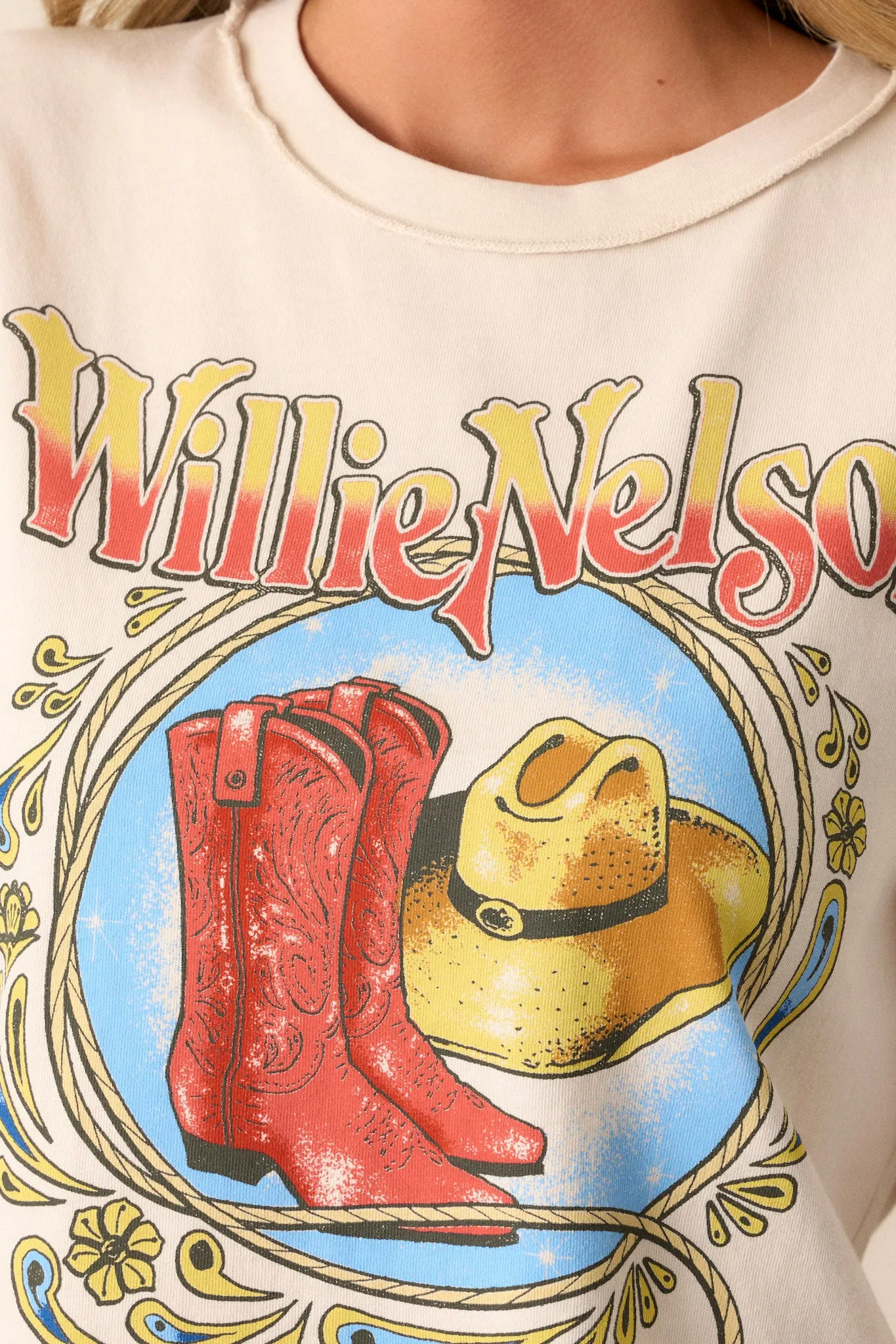 Willie Nelson Paisley Reverse Ivory GF Tee