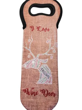 Wine Deer Reindeer Fun Holiday Wine Carrier Gift Bag