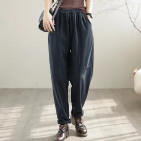 Women Casual Loose Furred Cotton Winter Pants