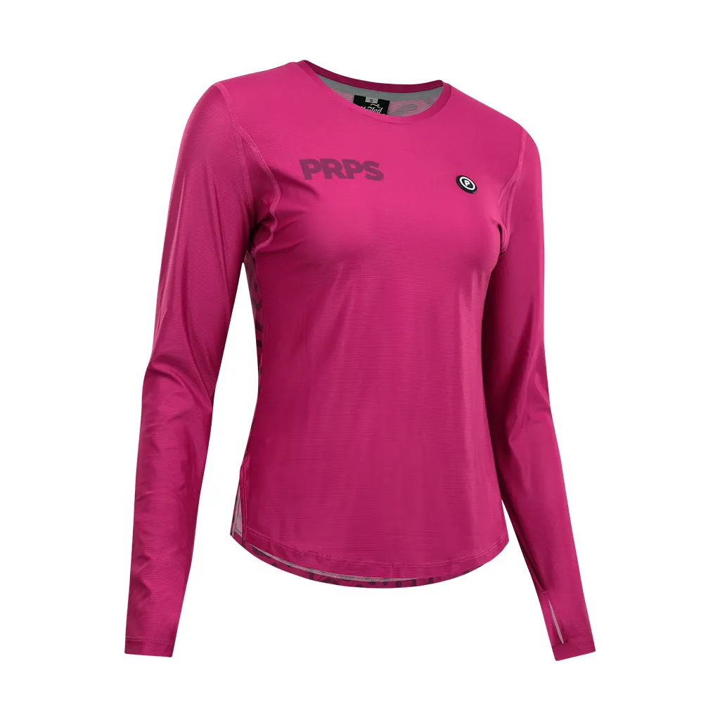 Women Long Sleeve Running Shirt Hypermesh ELITE (Amaranth Red)