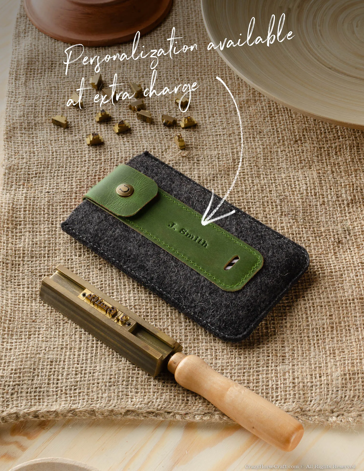 Wool Felt Phone Sleeve / Case | Alpine Green