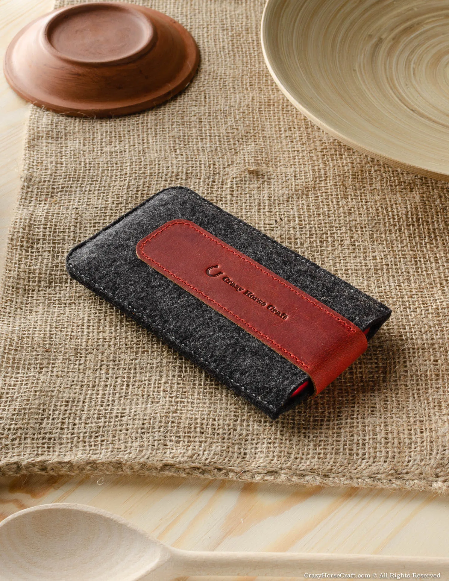 Wool Felt Phone Sleeve / Case | Fragola Red